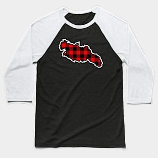 Lasqueti Island Silhouette in Red and Black Plaid - Simple Canadian Pattern - Lasqueti Island Baseball T-Shirt